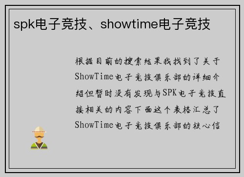 spk电子竞技、showtime电子竞技